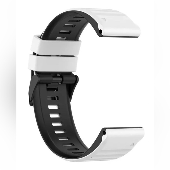 Watch Band 25mm White w Black Rubber Replacement 4 Nixon 51-30 Strap Garmin NEW! - Picture 8 of 12
